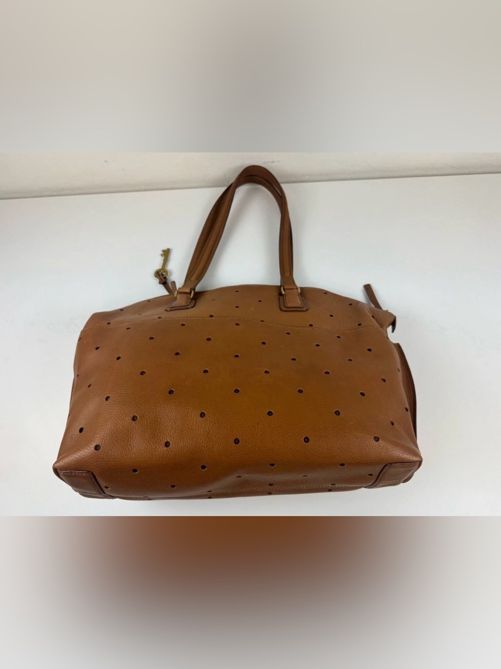 Fossil Julia Hobo Perforated Leather Tote Bag in Brown - Picture 3 of 16
